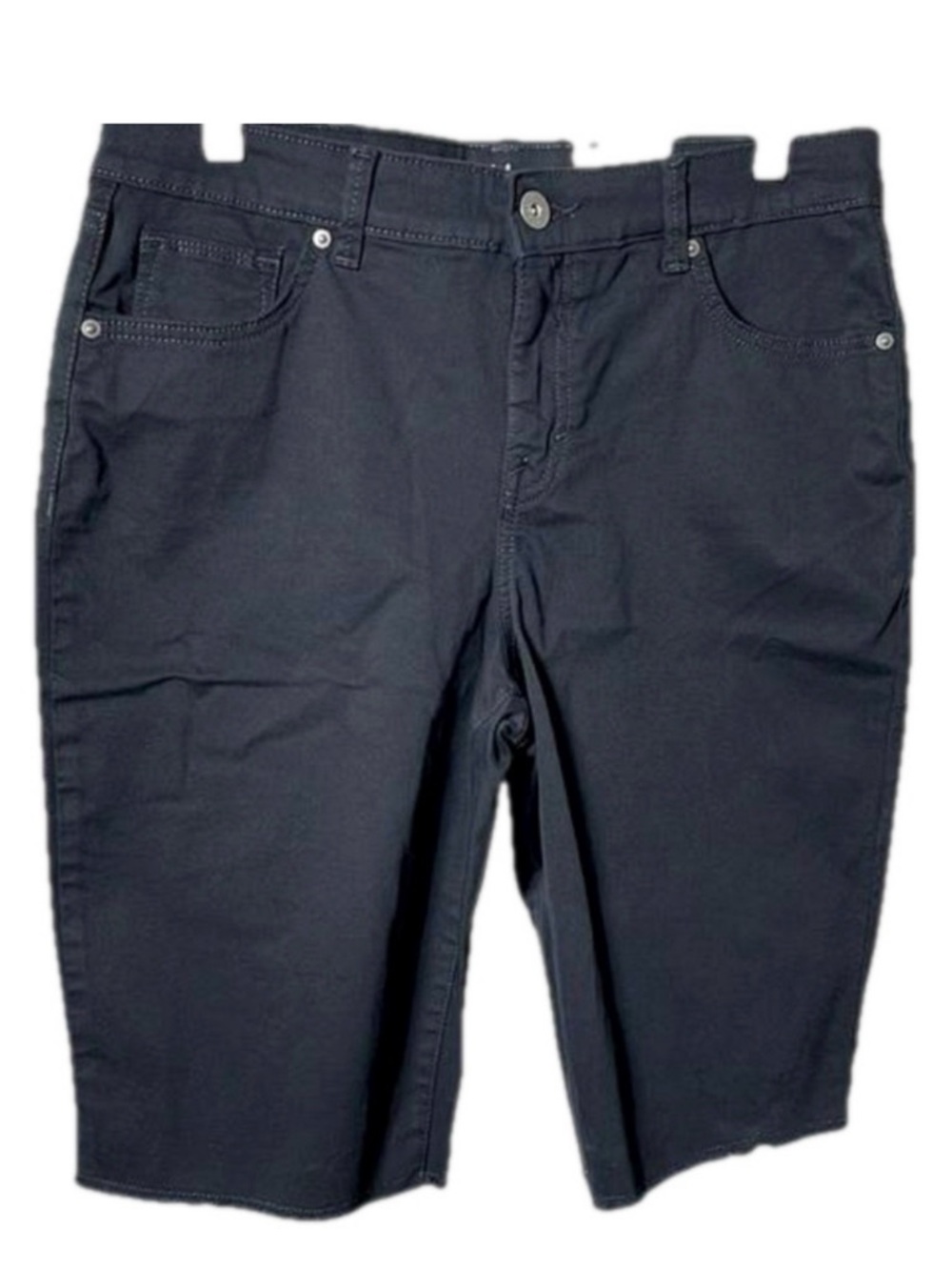 Style & Co Black Denim Bermuda Shorts Size 10 Mid Rise Cotton Stretch New